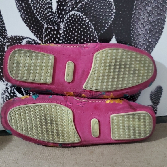 Anthro Floral Embroidered Pink Loafers Hot Pink Flats Fuscia Slip On Moccasins - Picture 10 of 11
